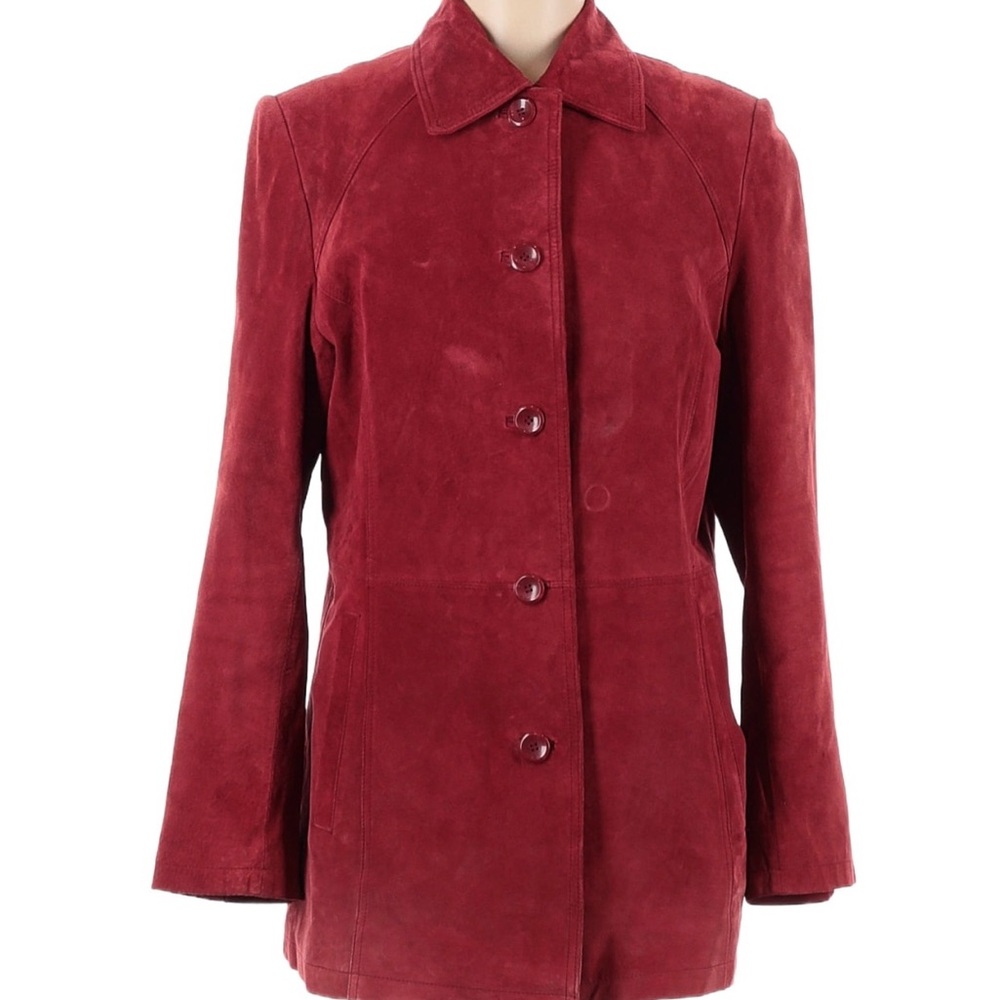 Bernardo Women's Red Suede Button-Front Jacket